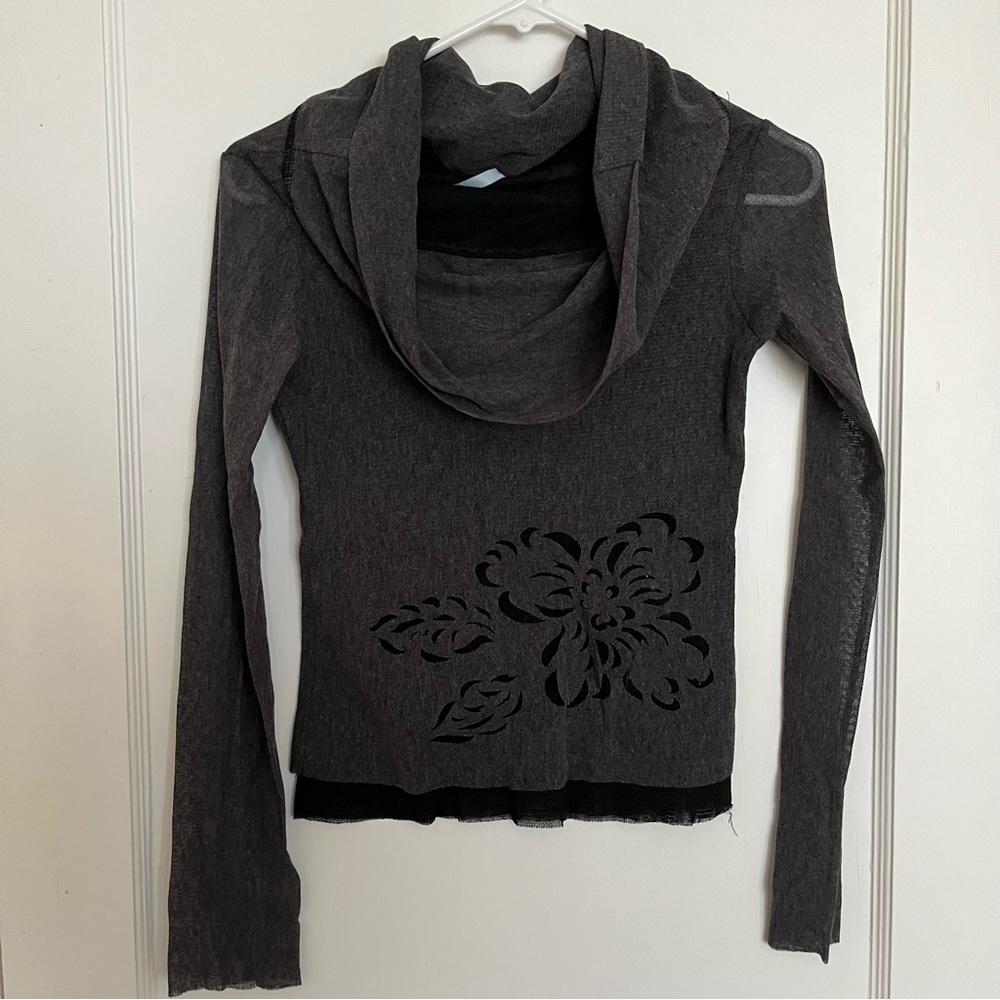 COPY: Elegant Gray Floral Women's Cowl Neck Top